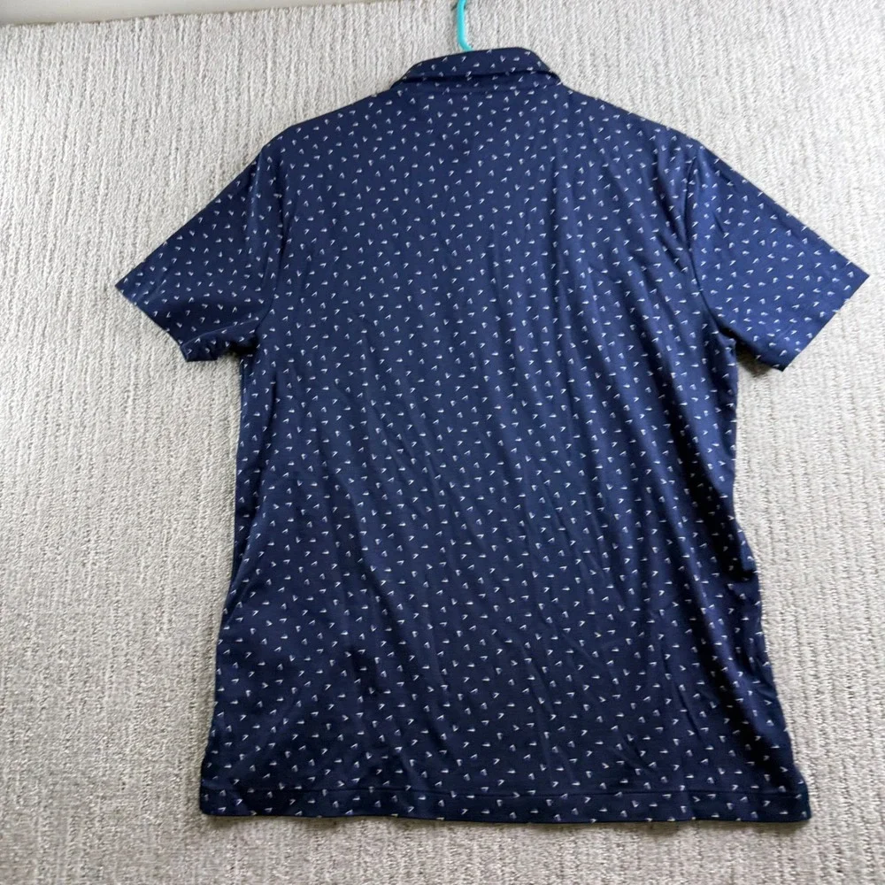 Polo Ralph Lauren Custom Slim Fit Geometric Print Polo Shirt Mens Size M Navy